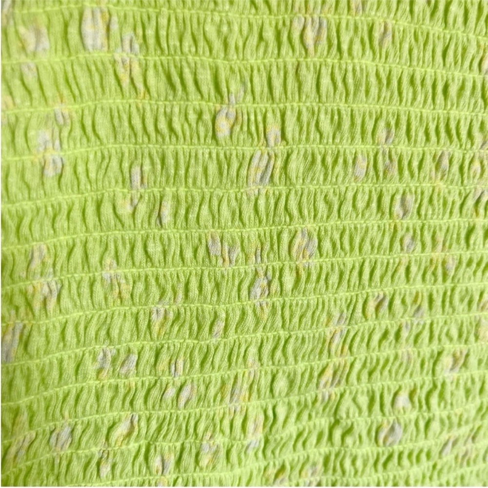 Free People Marigold top green yellow Key Lime floral smocked jersey cropped - Picture 3 of 10